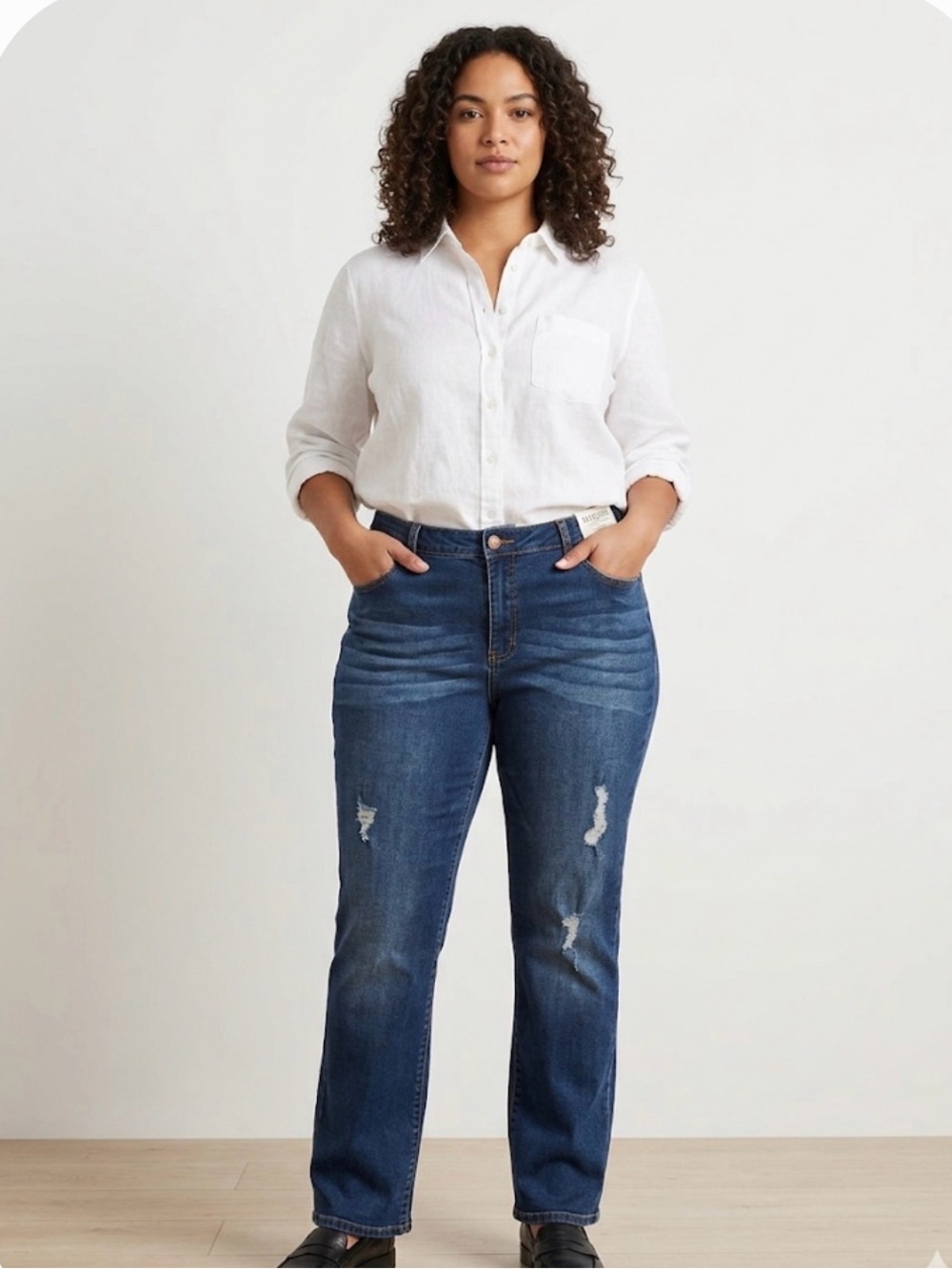 Makers of True Origins Classic High-Rise Straight Jeans in Dark Blue